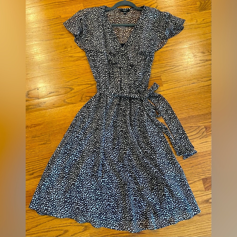 MSK White Polka Dot on Navy Dress